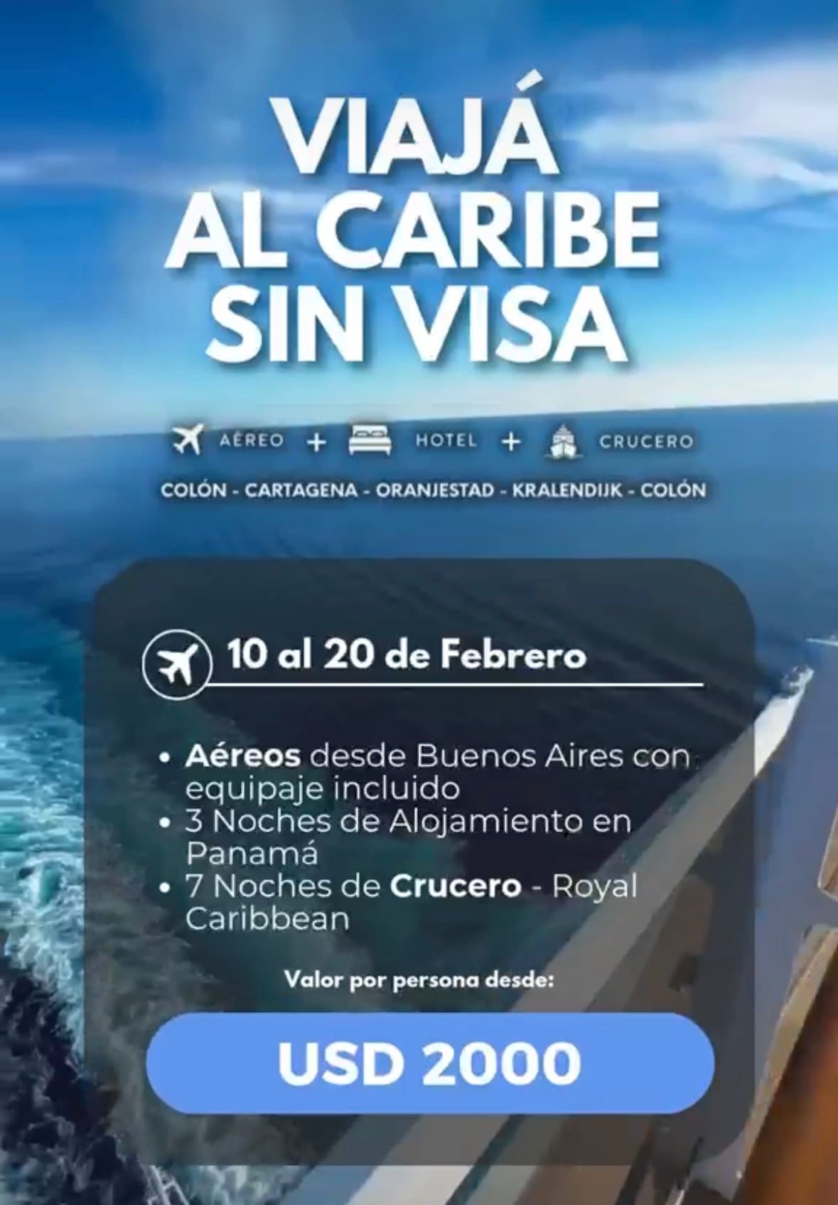 Caribe en avión y crucero